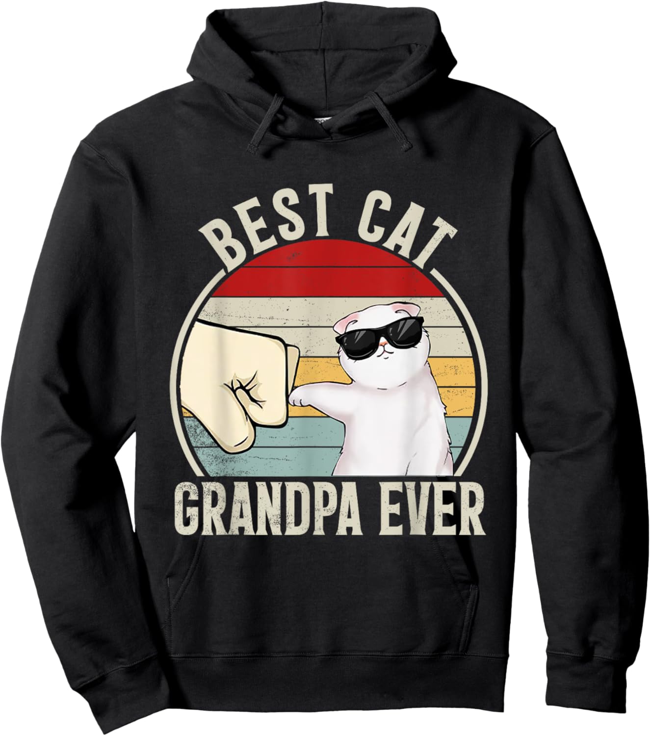 Retro Best Cat Grandpa Ever Funny Fist Bump Granddad Women Hoodie - Hoodie | Black