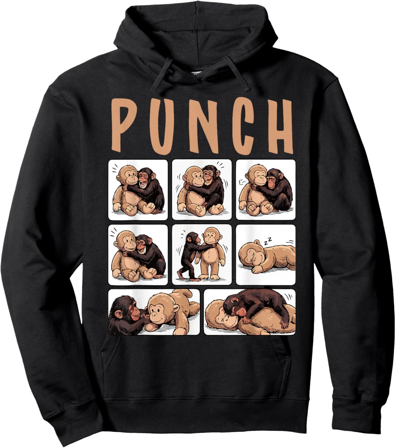 Cute Monkey Punch Hoodie - Hoodie | Black