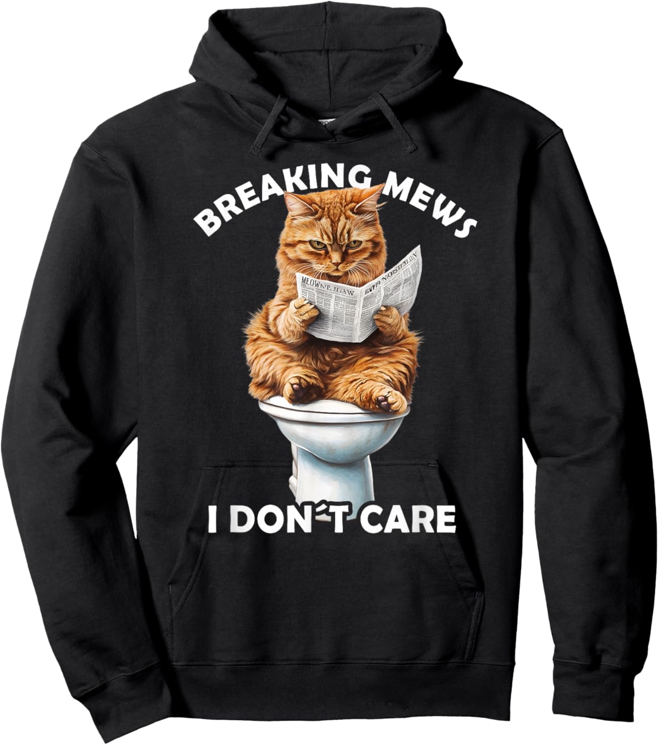 Funny Cat Toilet Reading Newspaper Cats Lover Breaking News Hoodie - Hoodie | Black