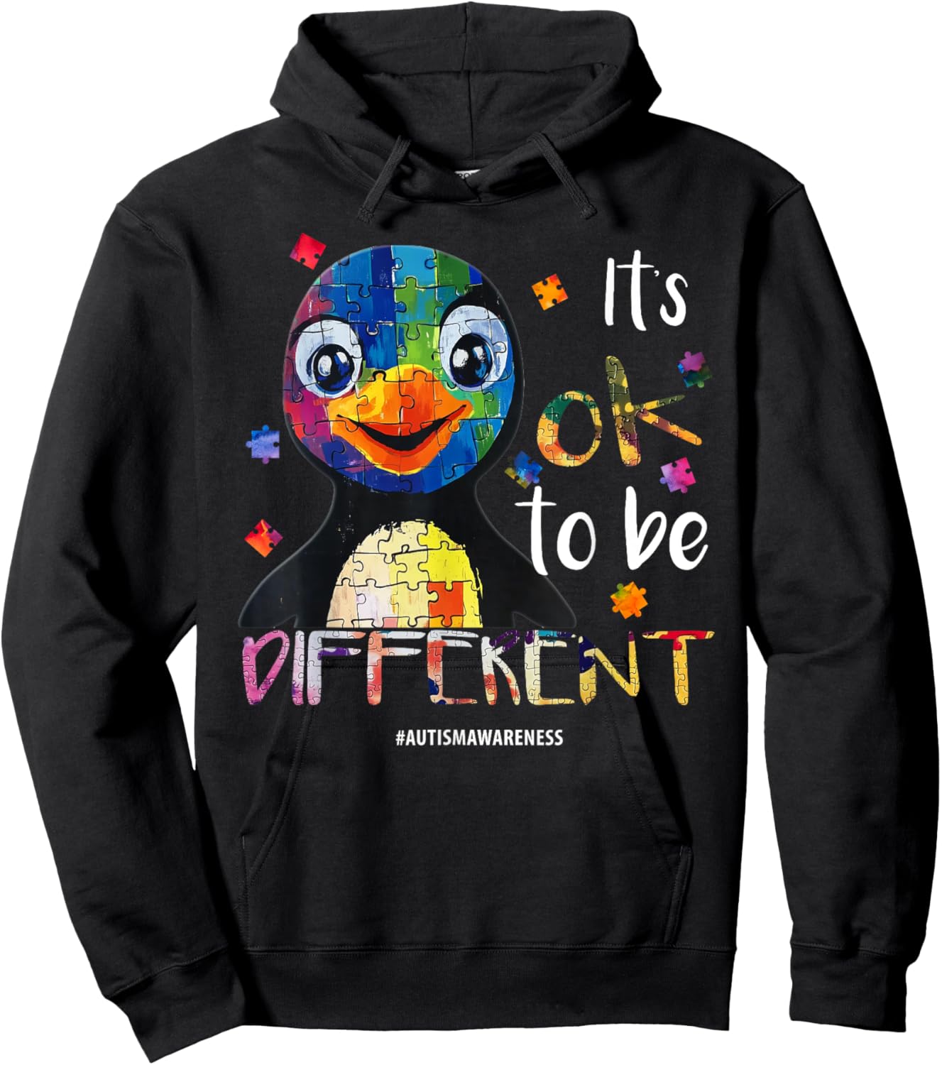 It’s OK to Be Different - Autism Awareness Penguin Hoodie - Hoodie | Black