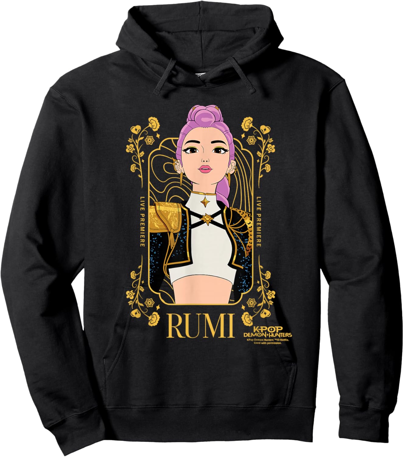 KPop Demon Hunters Rumi Golden Frame Hoodie - Hoodie | Black