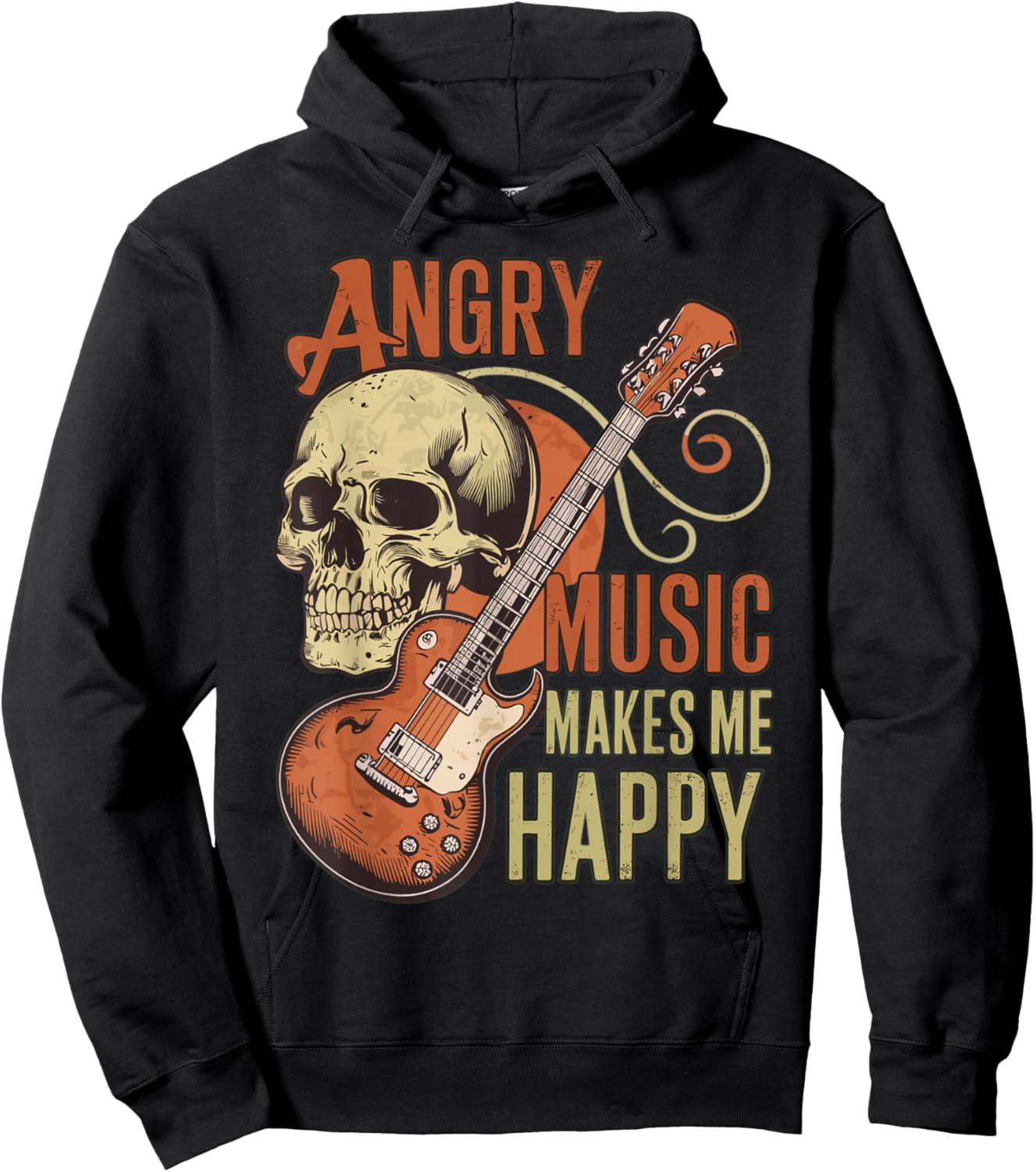 Angry Music Makes Me Happy Metalhead Hoodie - Hoodie | Black