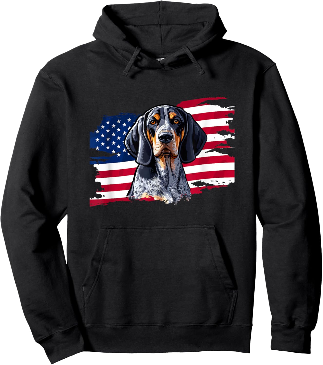 USA Flag Fourth July 4th Patriotic Bluetick Coonhound Lover Hoodie - Hoodie | Black