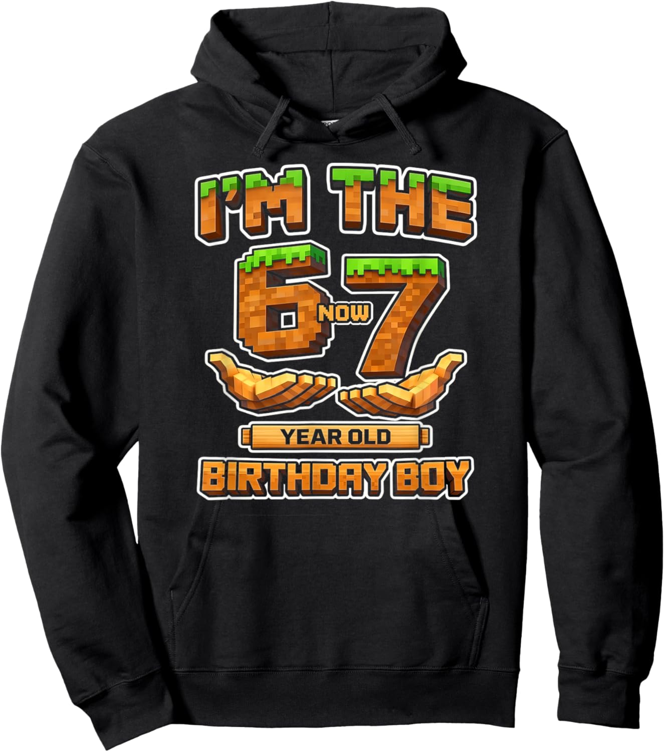 Birthday Boy I'm the 6 Now 7 Year Old 6-7 Pixel Game 67 Hoodie - Hoodie | Black