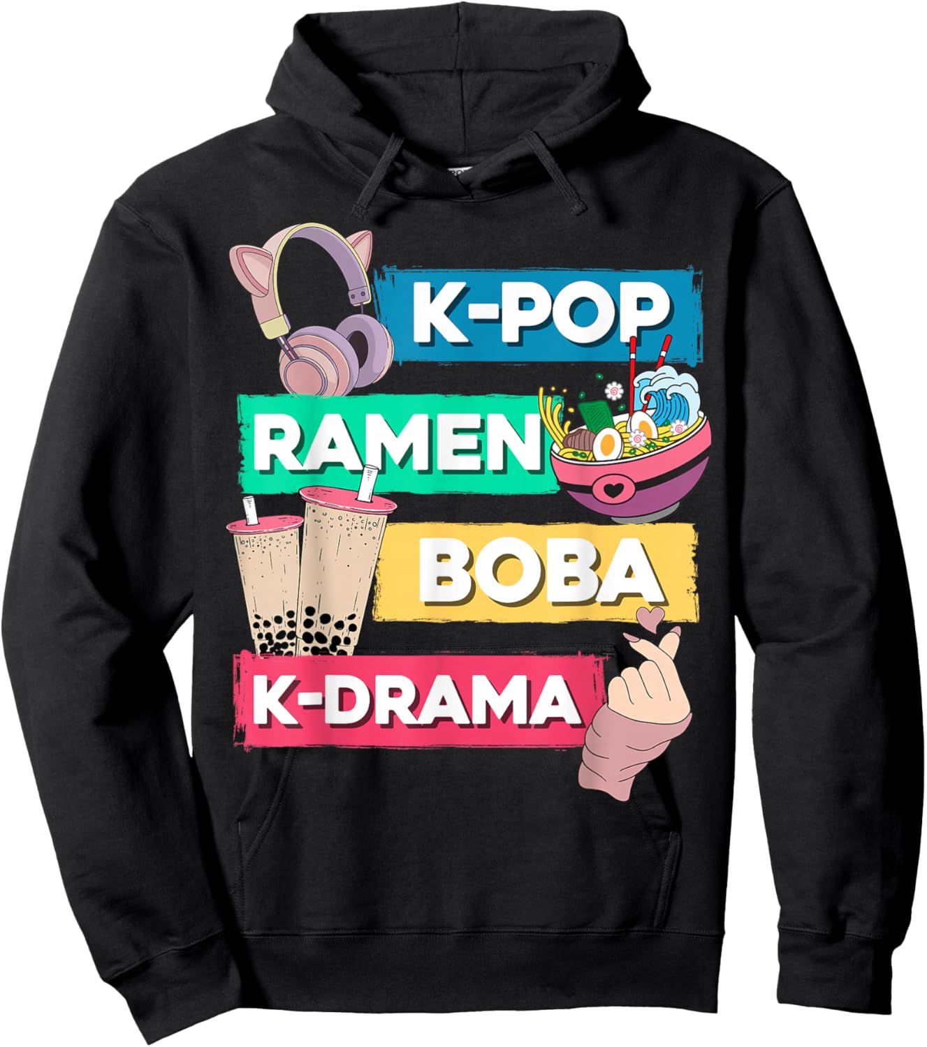 Kawaii Ramen Kpop Boba Ramen K-Drama K-Pop K Pop Hoodie - Hoodie | Black