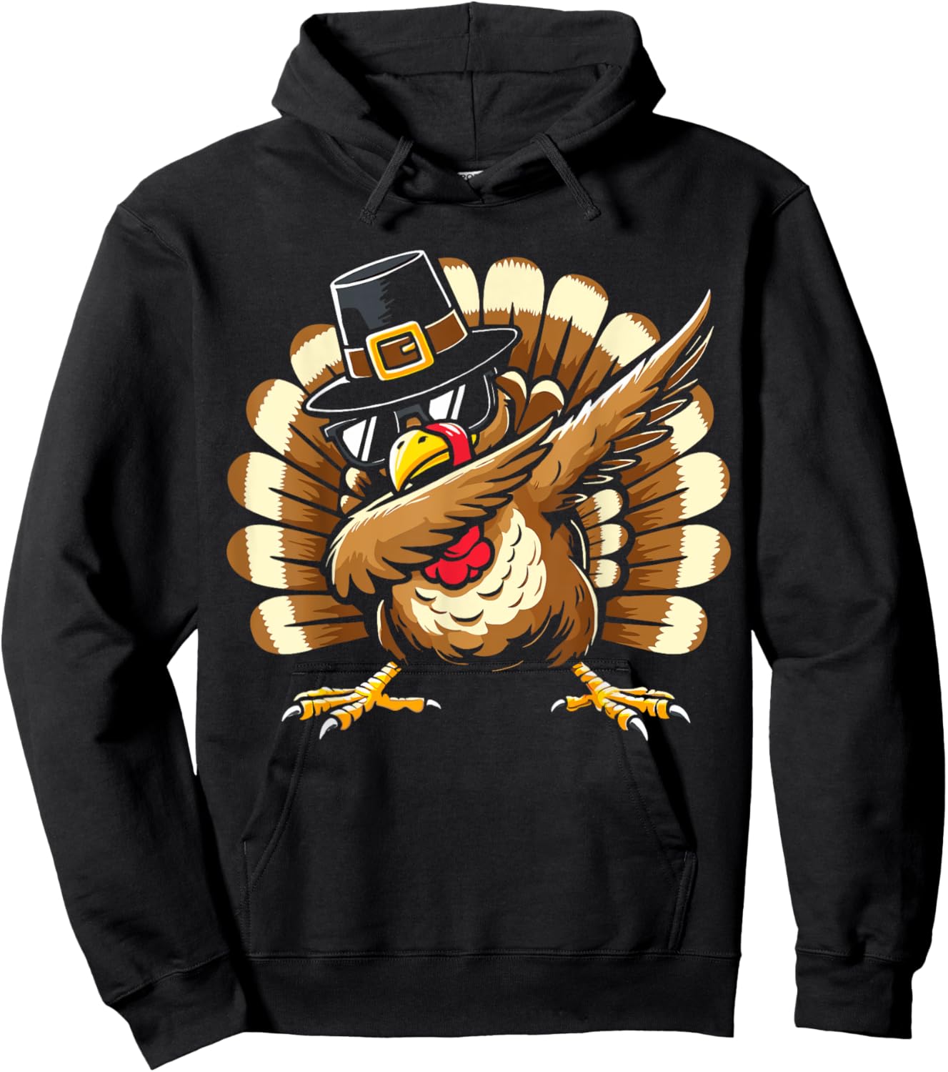 Dabbing turkey pilgrim for thanksgiving family kids Hoodie - Hoodie | Black