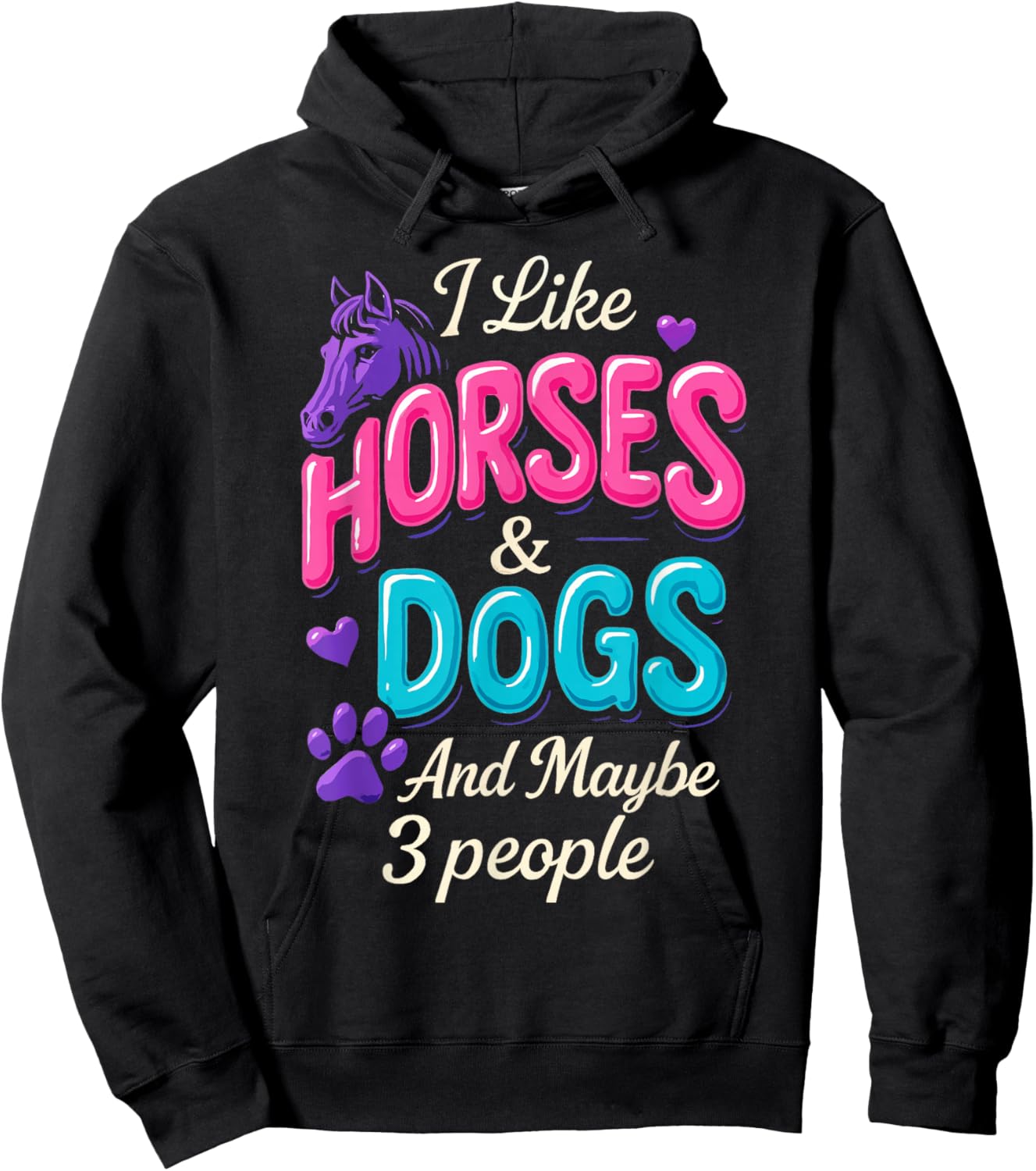 I Like Horses & Dogs Lover Dog Funny Mom Owner Woman Girl Hoodie - Hoodie | Black