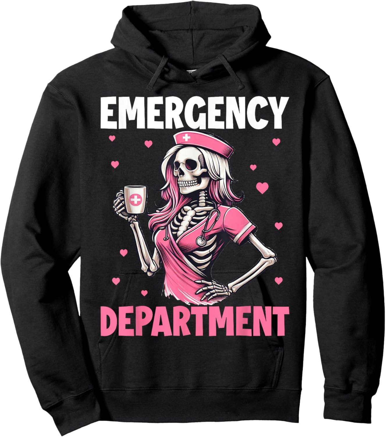 Valentine Er Nurse Emergency Department Room Skeleton Nurse Hoodie - Hoodie | Black
