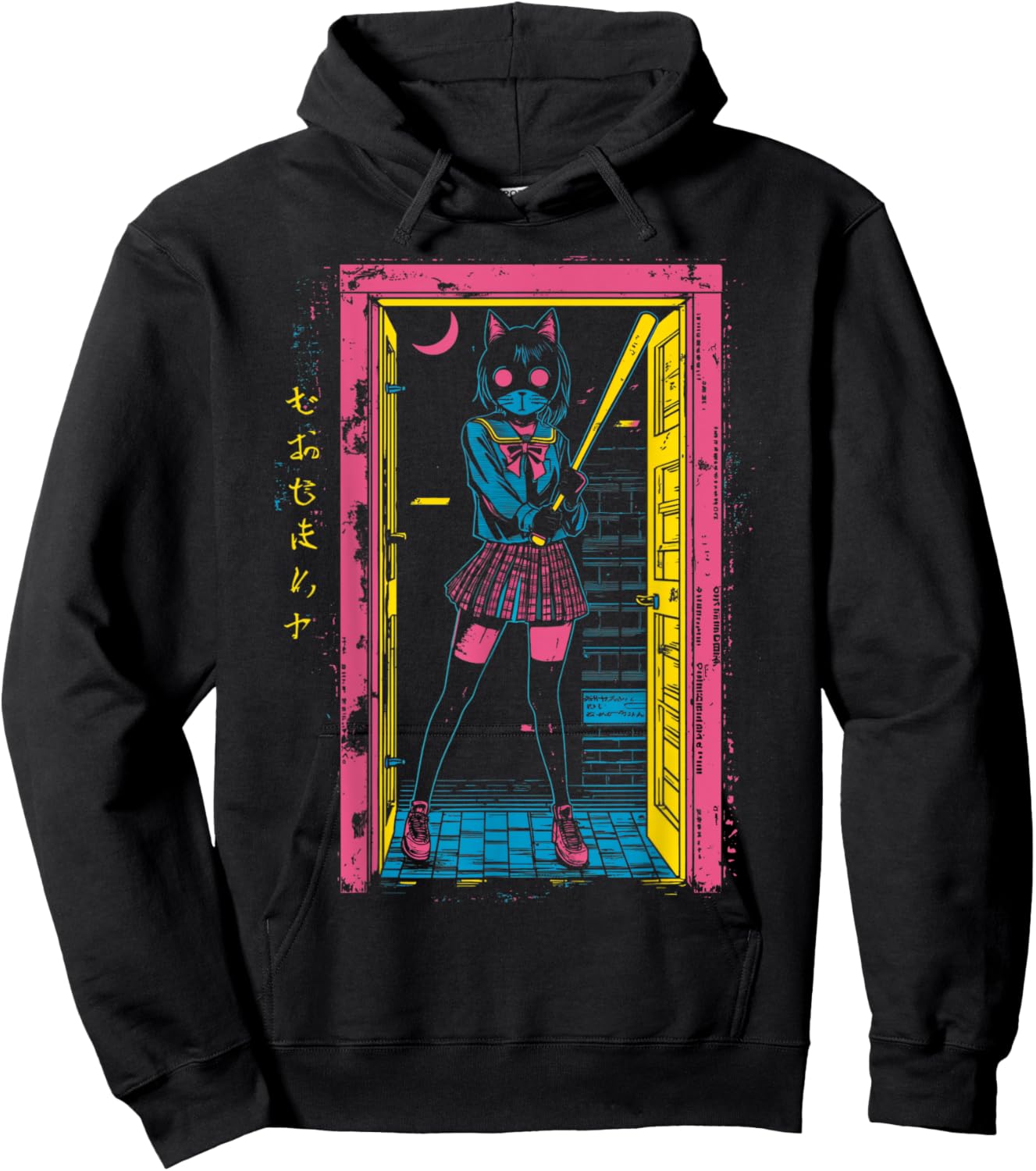 Creepy Girl Cat Grunge Slasher Pastel Goth Anime Horror Hoodie - Hoodie | Black