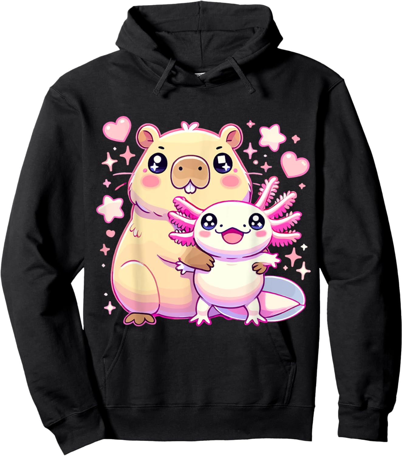Capybara and Axolotl Hoodie - Hoodie | Black