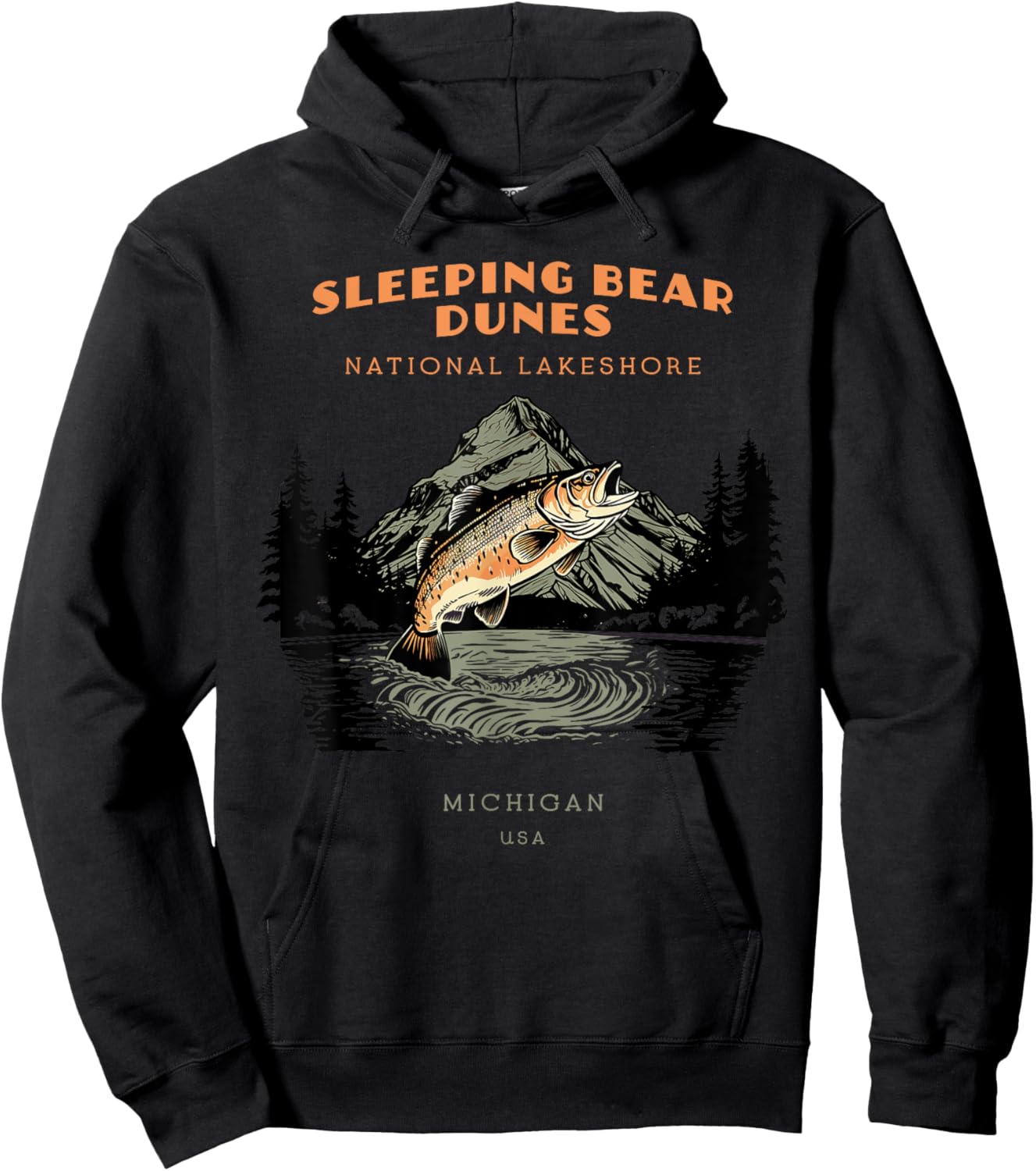 Sleeping Bear Dunes National Lakeshore Michigan Vintage Hoodie - Hoodie | Black