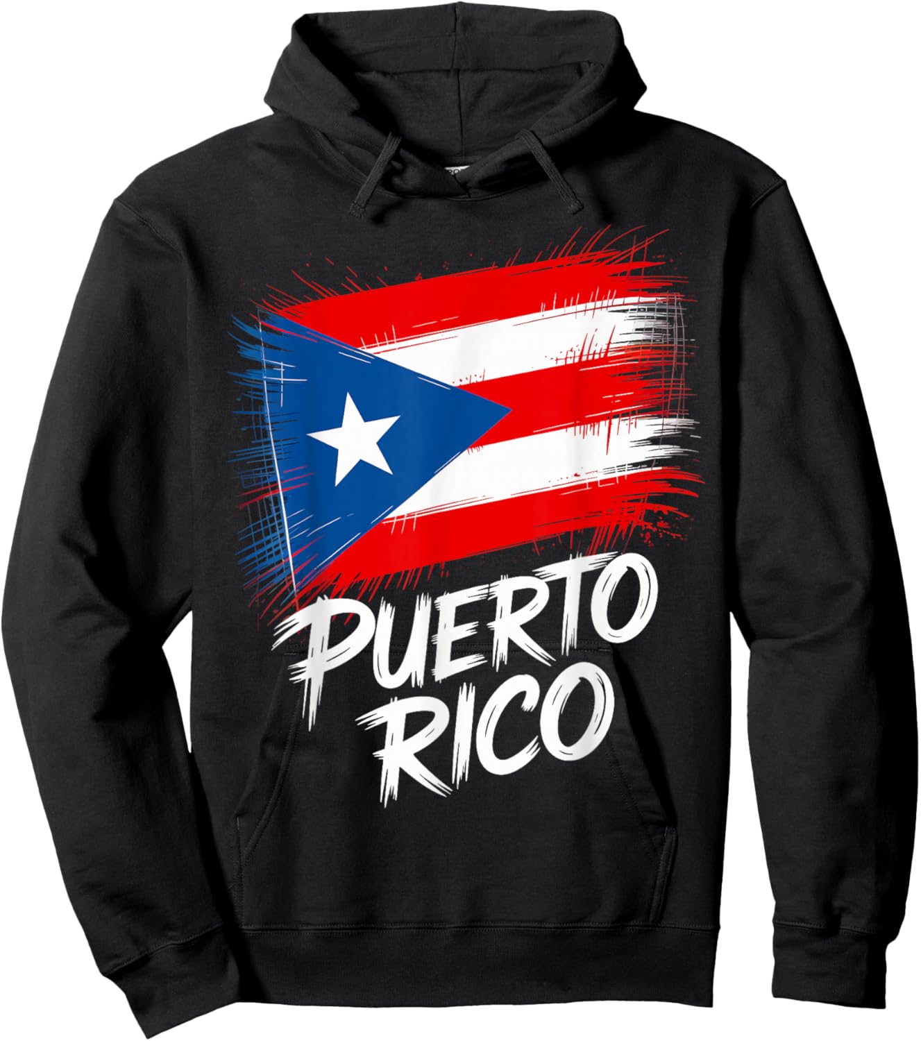 Artistic Puerto Rico Flag Paint Brush Graphic Hoodie - Hoodie | Black