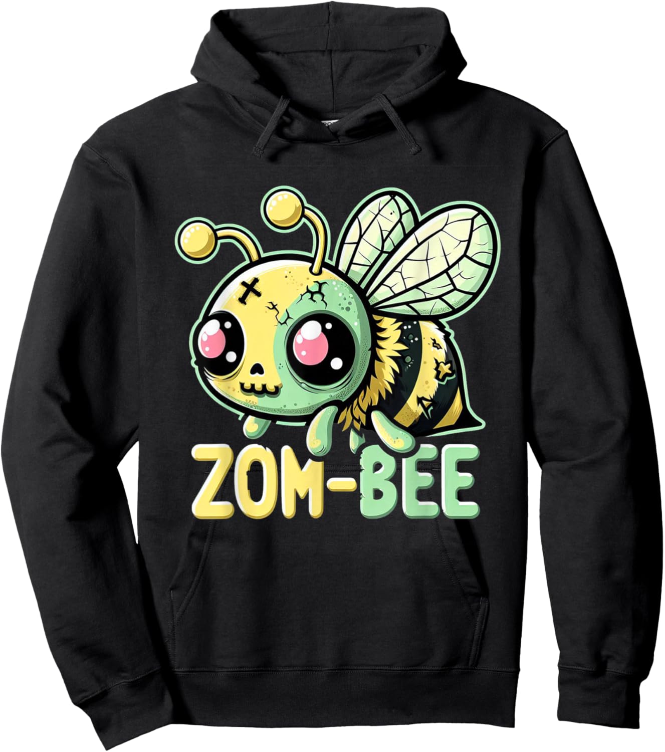 Zom-Bee Adorably Creepy Zombie Bee Cartoon Halloween Hoodie - Hoodie | Black
