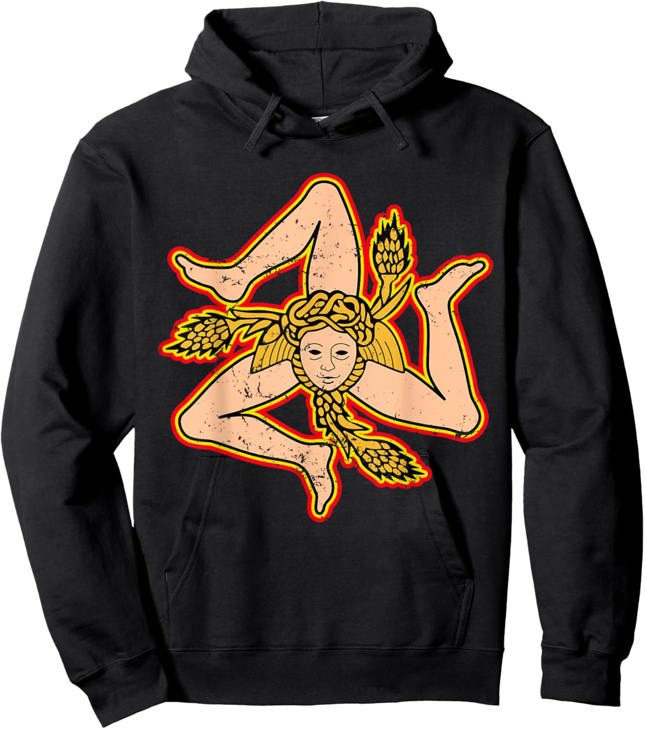 Sicily Trinacria Sicilia Flag Sicilian Roots Grunge Hoodie - Hoodie | Black