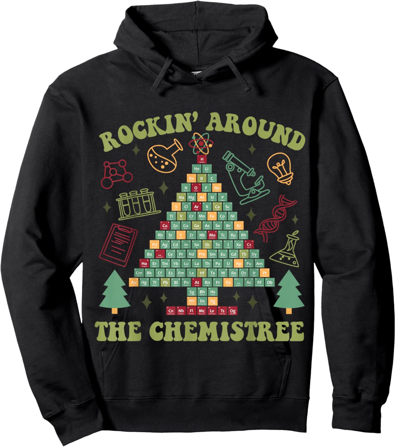 Lab Tech Christmas Shirt Rocking Around Chemistree Hoodie - Hoodie | Black