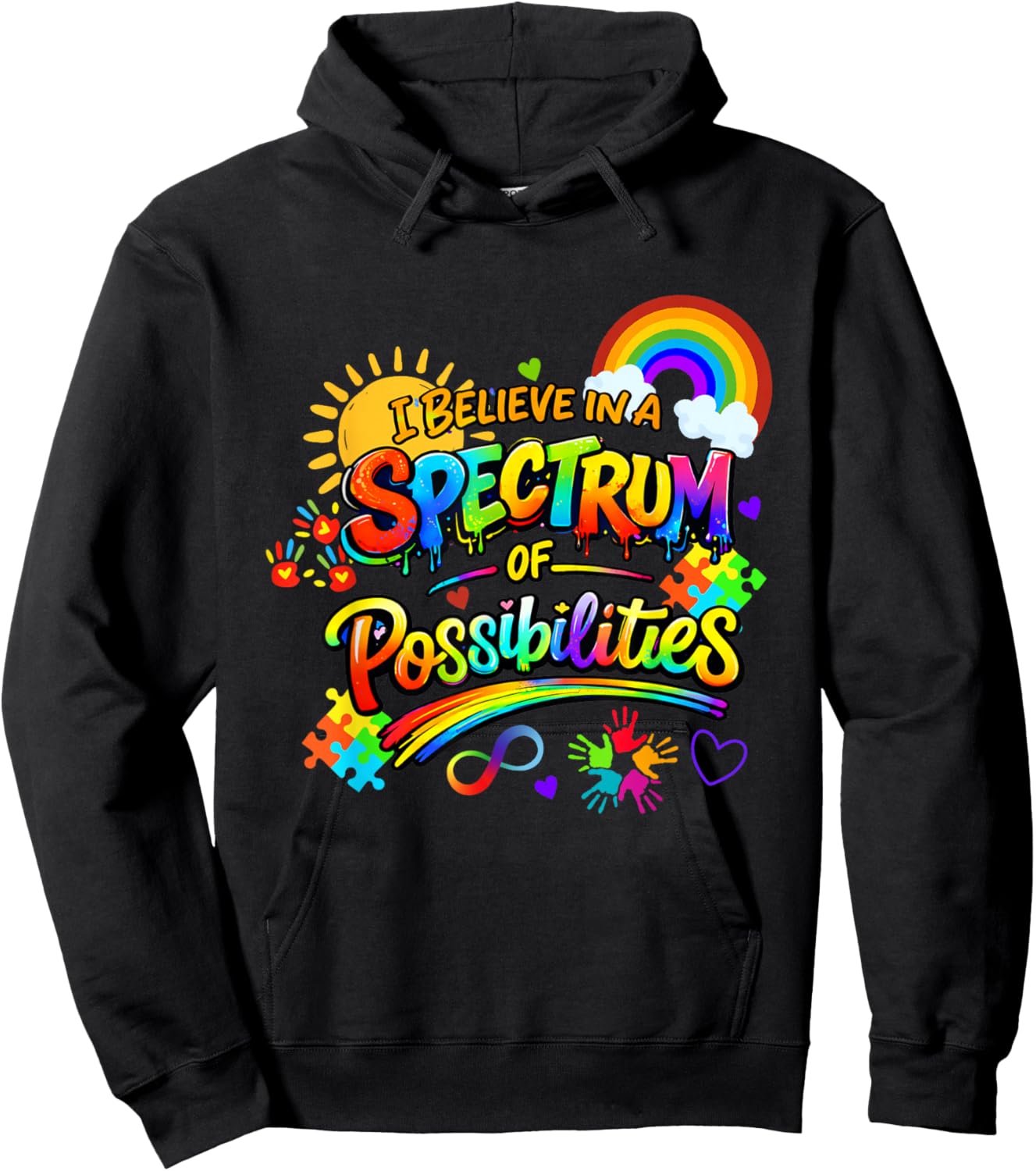 Rainbow Autism Awareness a Spectrum of Possibilities Hoodie - Hoodie | Black