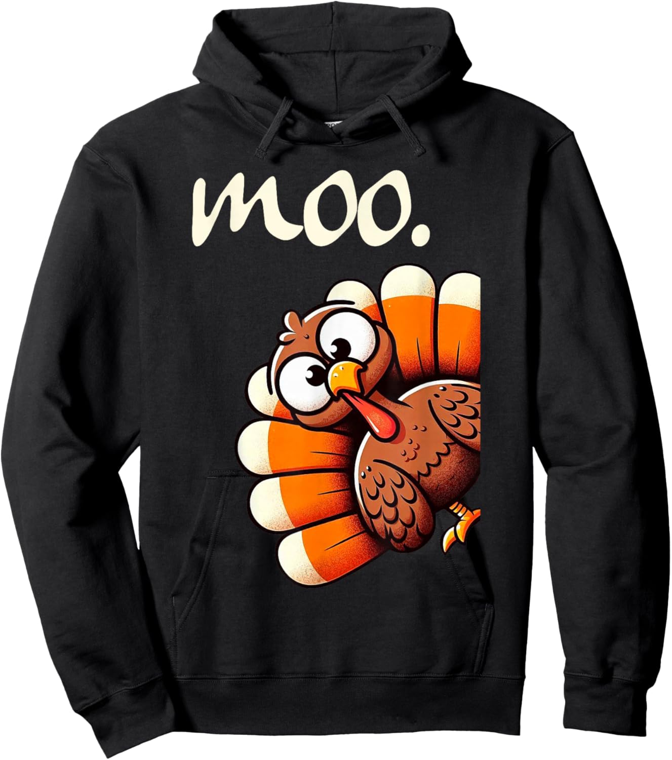 Turkey Moo Funny Thanksgiving Fall Autumn Turkey Men Women Hoodie - Hoodie | Black