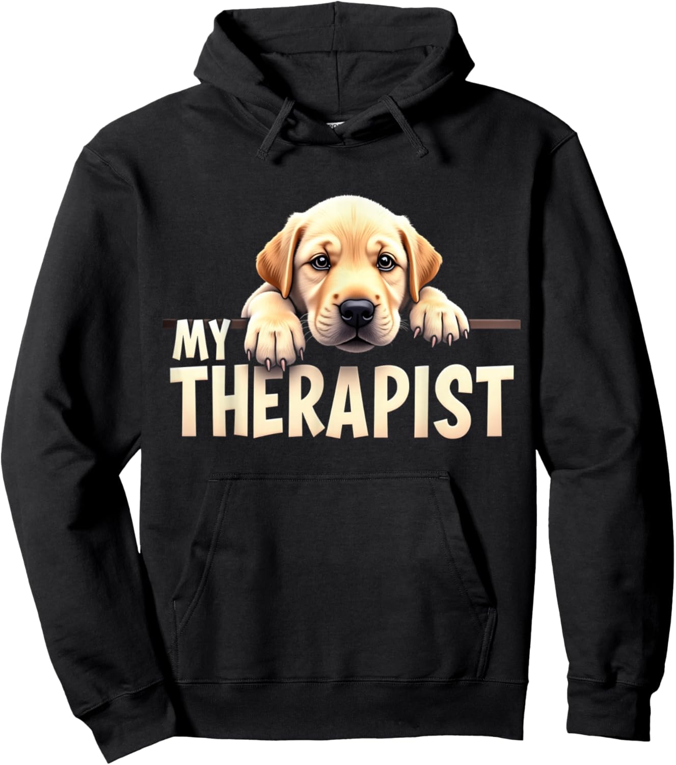 Funny Lab Puppy My Therapist Labrador Dog Hoodie - Hoodie | Black