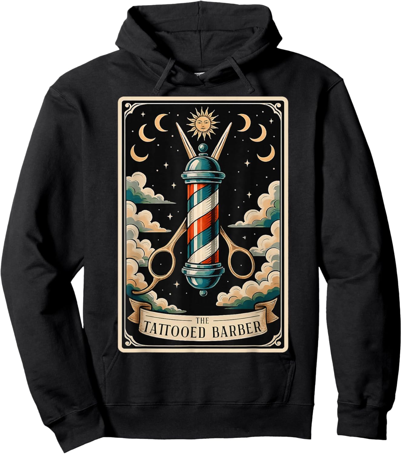 The Tattooed Barber Hairdresser Hair Cutter Tarot Card Hoodie - Hoodie | Black