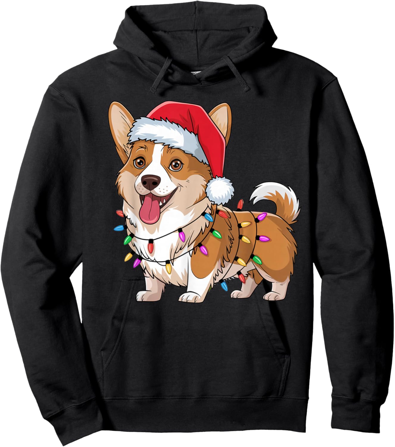 Cardigan Welsh Corgi Christmas Lights Xmas Dogs Gifts Women Hoodie - Hoodie | Black