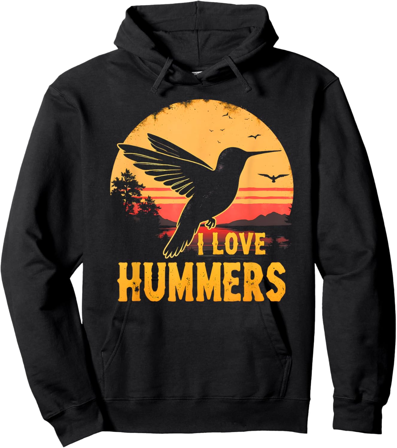 I Love Hummers Bird Colibri Vintage Sunset Hummers Kids Hoodie - Hoodie | Black