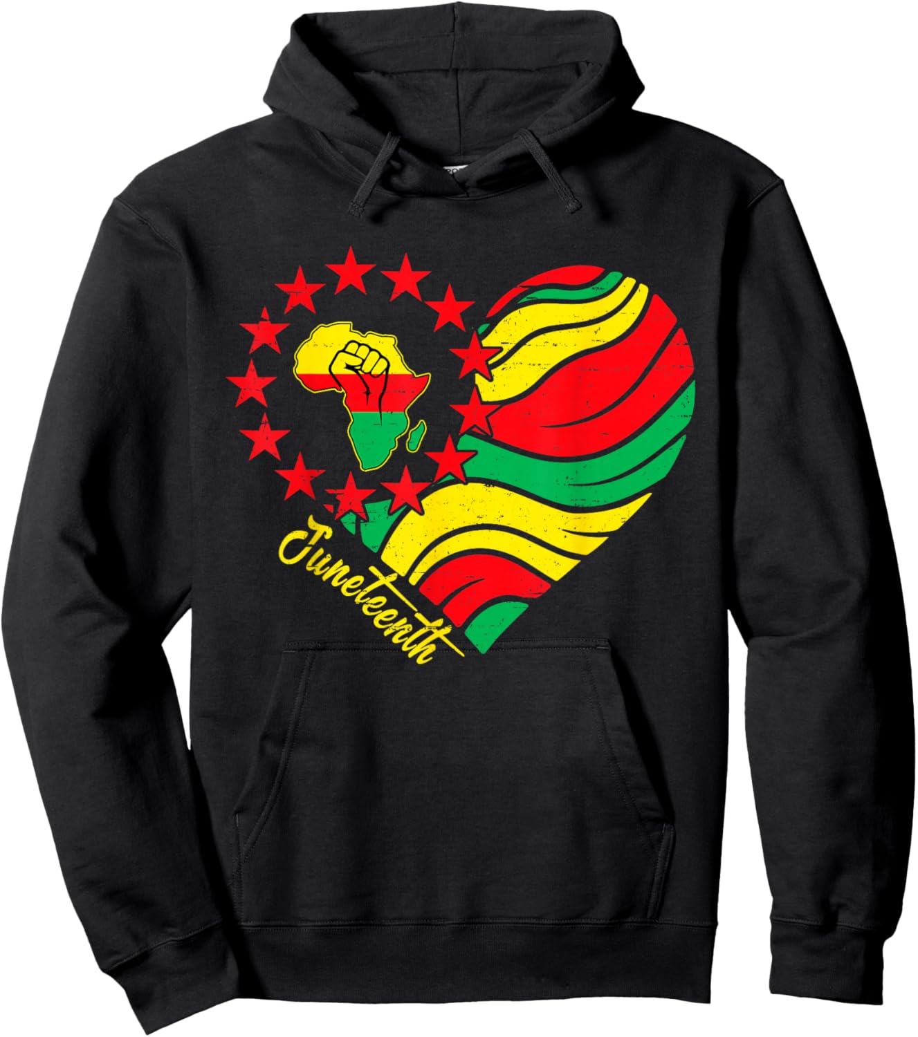 Juneteenth Heart African Afro Fist June 19th 1865 Men Women Hoodie - Hoodie | Black