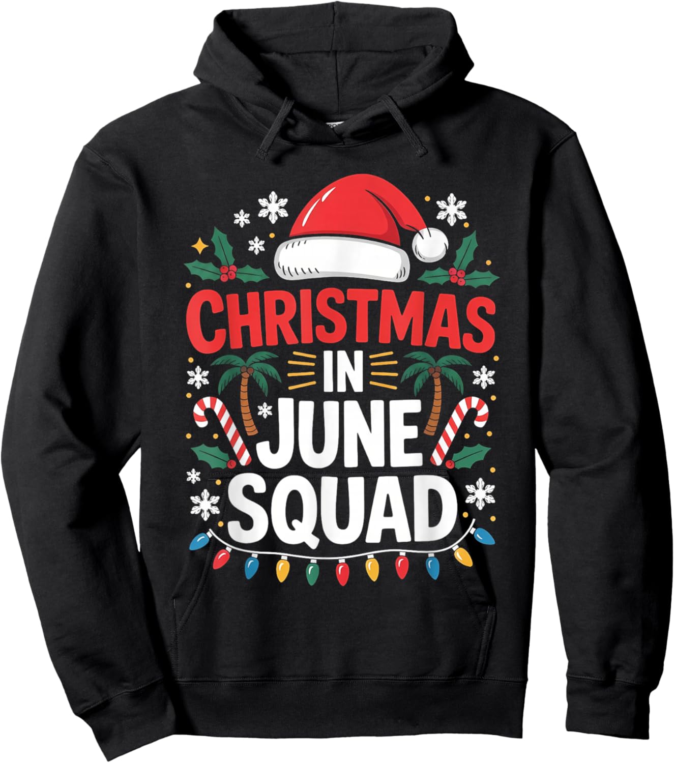 Christmas in June Squad Funny Summer Group Matching Xmas Hoodie - Hoodie | Black
