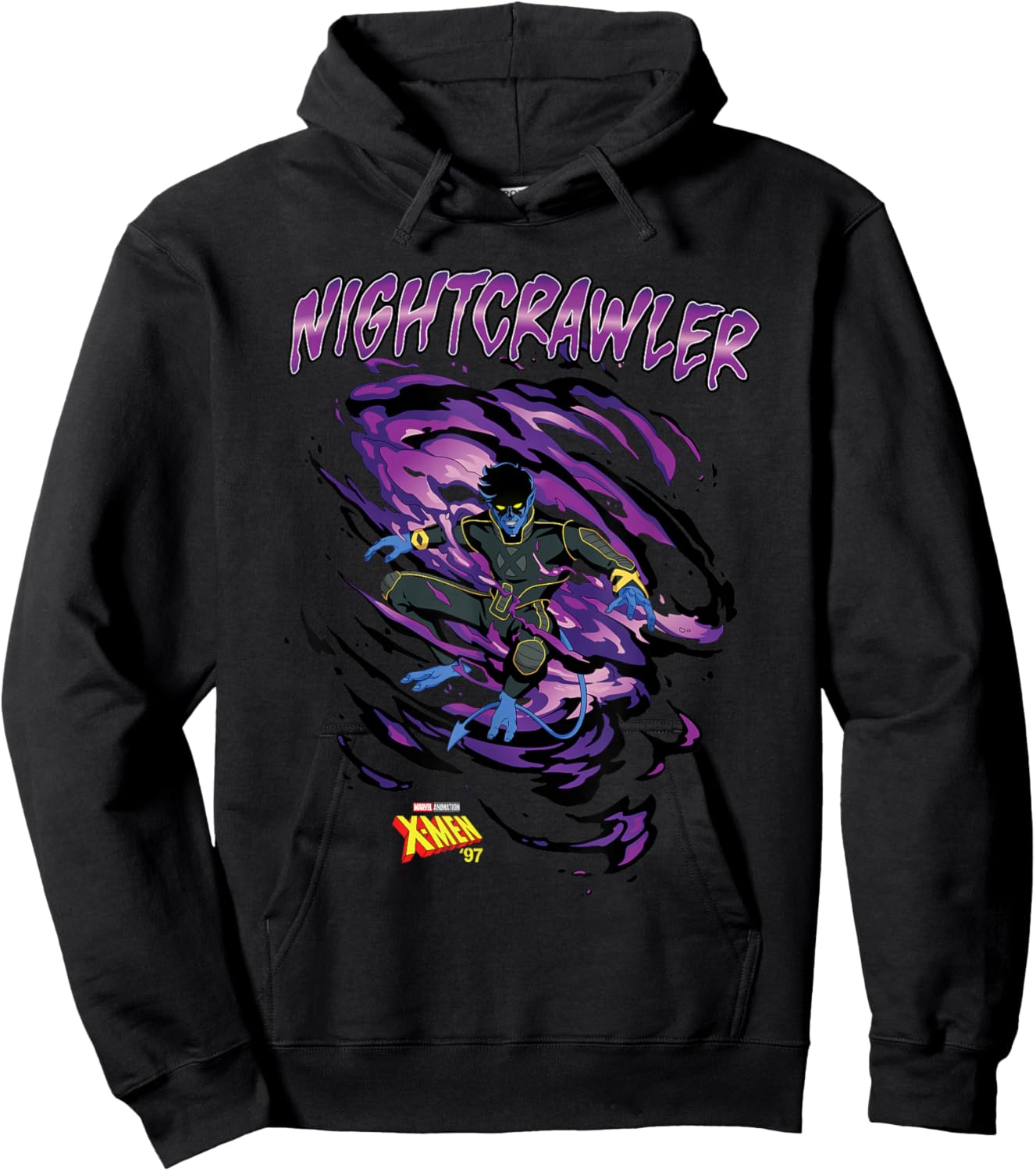 Marvel X-Men '97 Nightcrawler Purple Smoke Retro Hoodie - Hoodie | Black