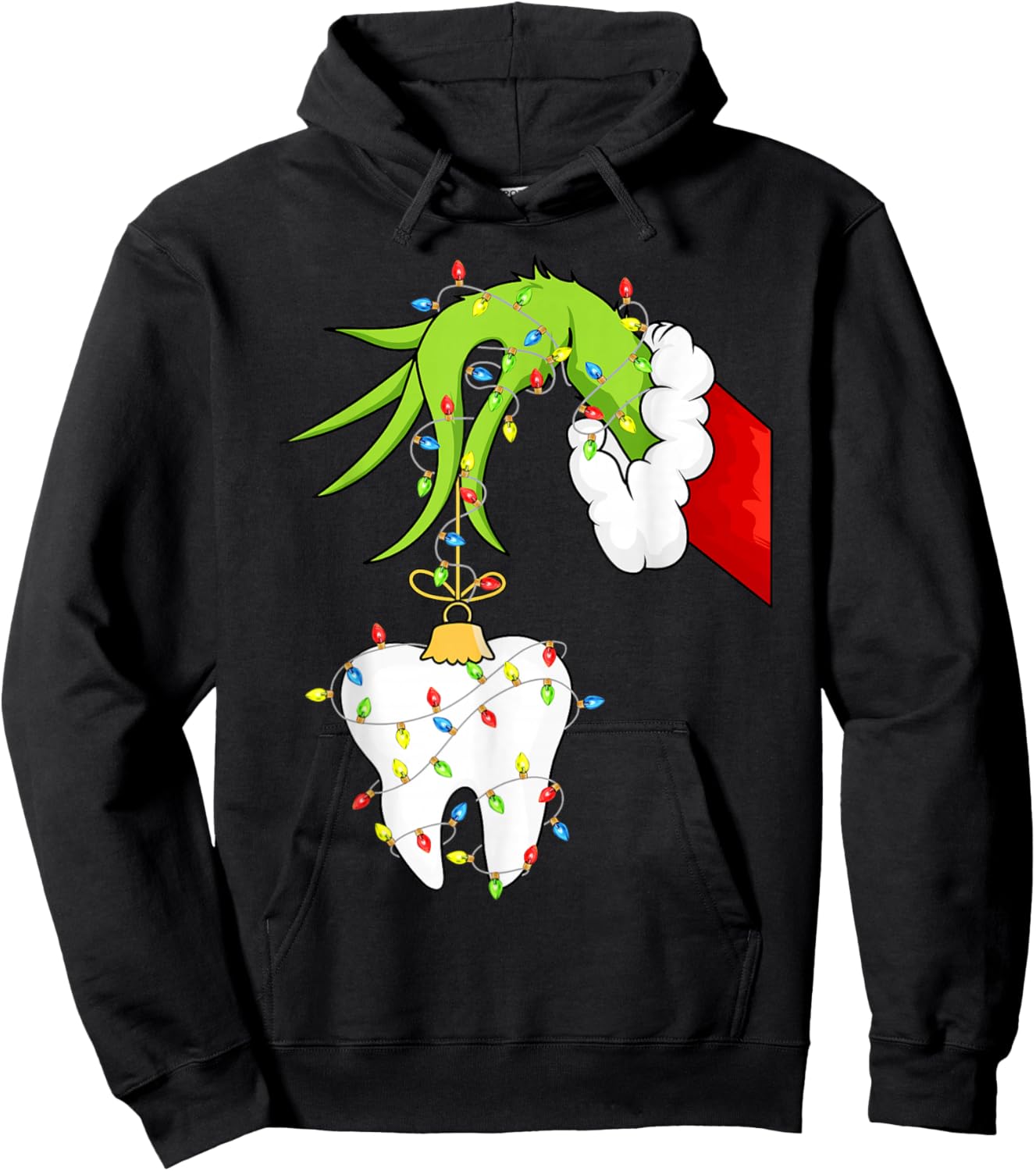 Tooth Dentist Dental Assistant Teeth Christmas Xmas Pajamas Hoodie - Hoodie | Black