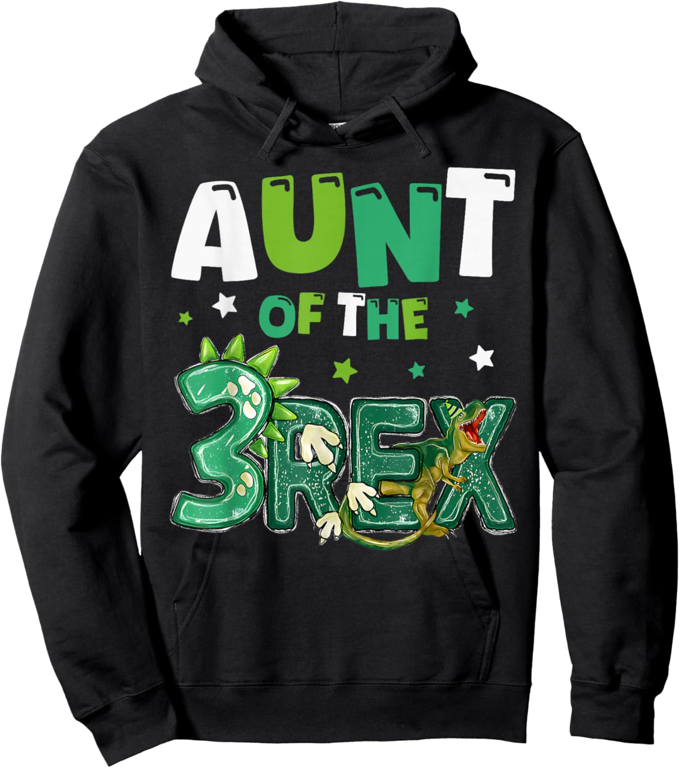 Aunt of the Three Rex Birthday Dinosaur Family Matching Hoodie - Hoodie | Black