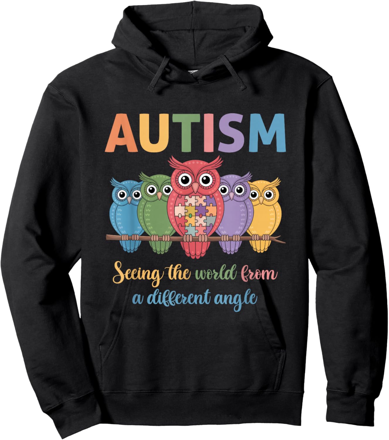 Owl Autism Seeing World Different Angle Awareness Kids & Mom Hoodie - Hoodie | Black
