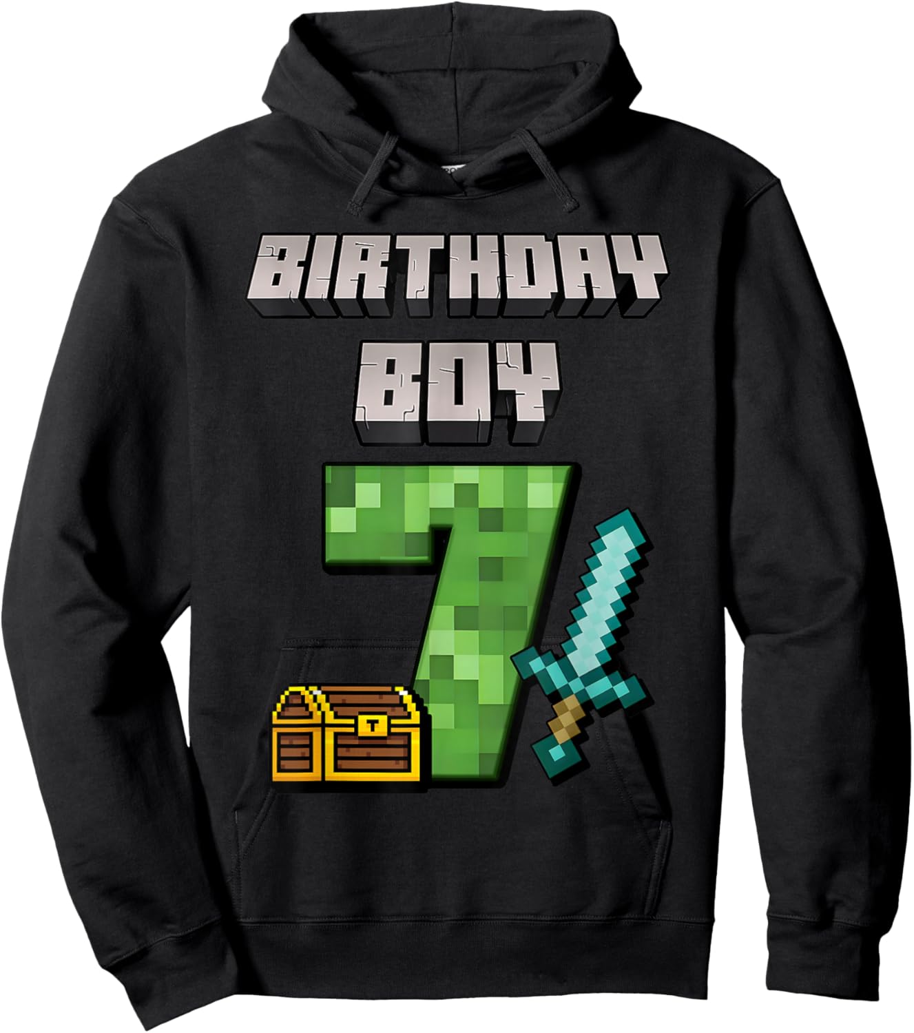 Birthday Boy Shirt 7th Birthday Boy 7 Year Old Game Pixel Hoodie - Hoodie | Black