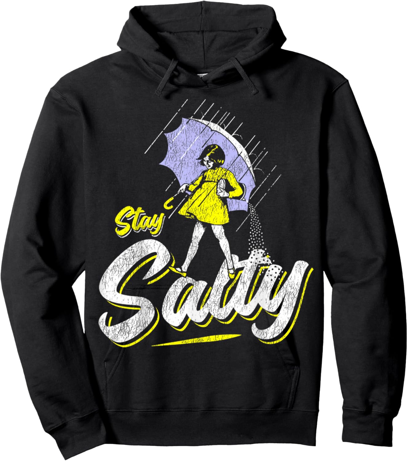 Vintage Salty Meme All These Flavors Girl holding Umbrella Hoodie - Hoodie | Black