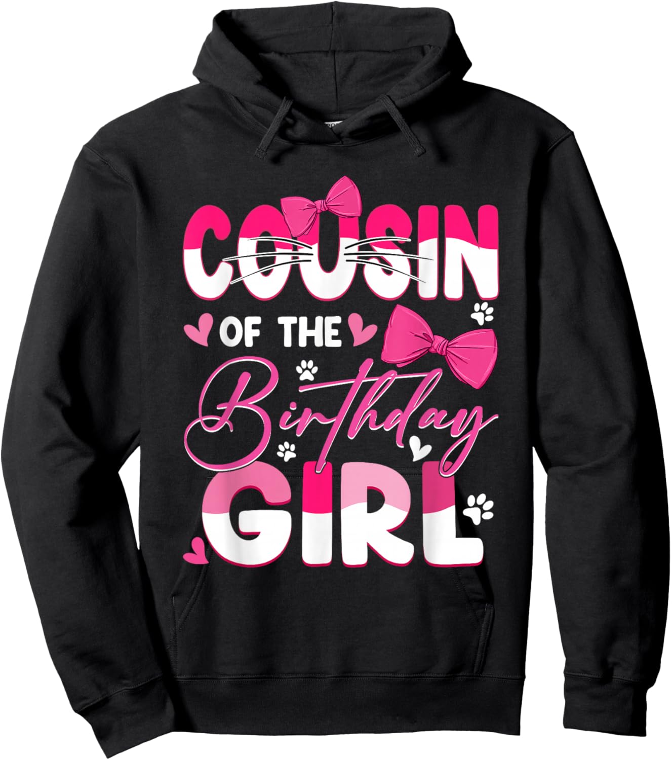 Cousin Of The Birthday Girl Cat Kitty Family Matching Hoodie - Hoodie | Black