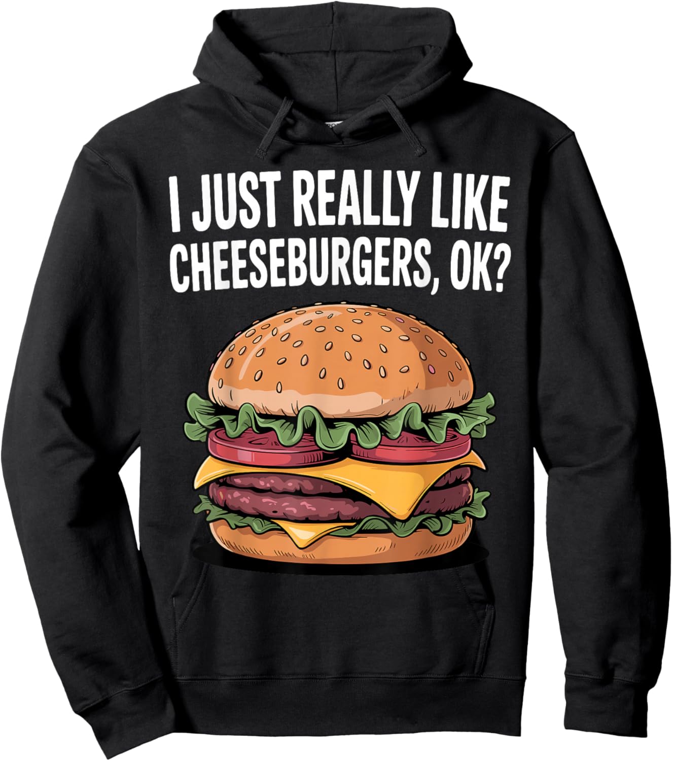 Funny Cheeseburger Art Women Kids Hamburger Burger Hoodie - Hoodie | Black