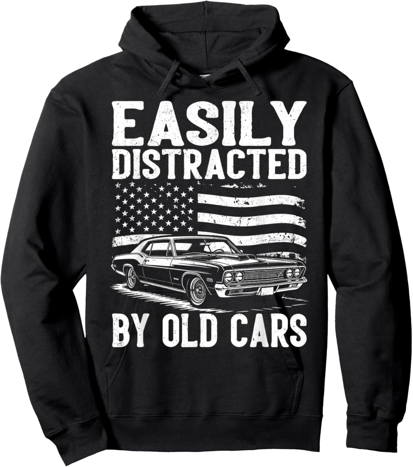 Easily Distracted by Old Cars Vintage Hoodie - Hoodie | Black