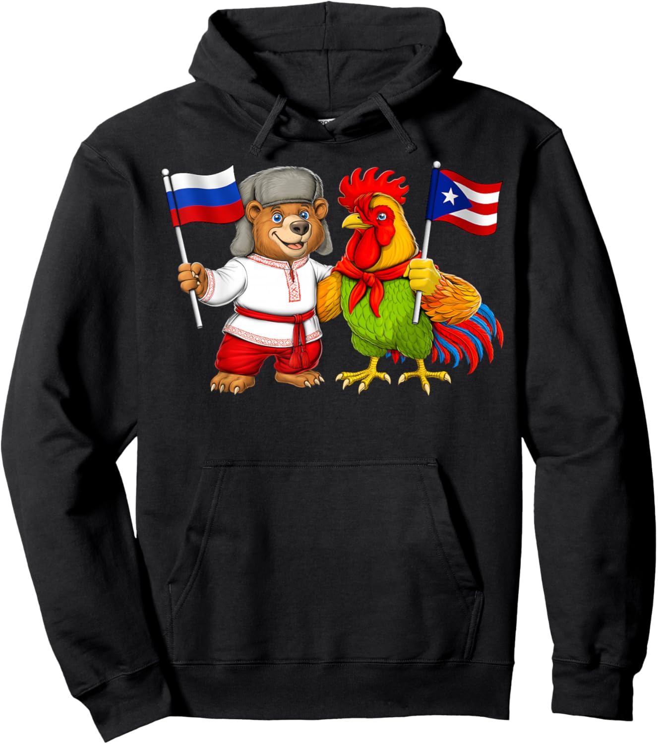 Proud Puerto Rican Russian Roots Russia Puerto Rico Flag Hoodie - Hoodie | Black