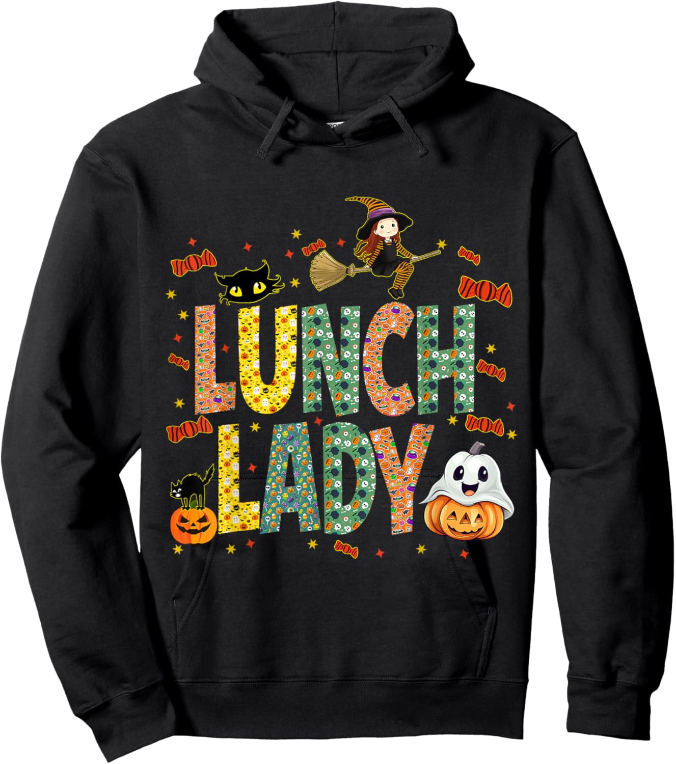 Halloween Lunch Lady Cafeteria Spooky Lunch Lady Halloween Hoodie - Hoodie | Black