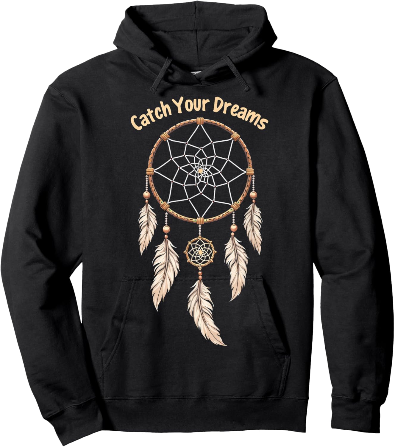 Dreamcatcher "Catch Your Dreams" Boho Hoodie - Hoodie | Black