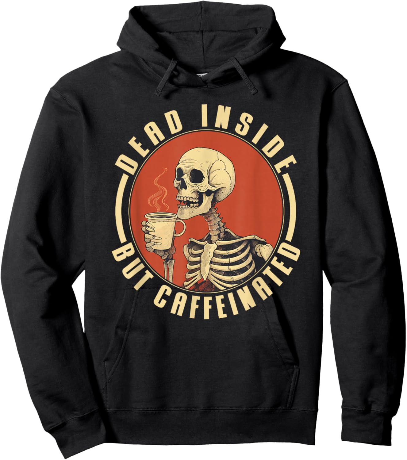 Procaffeinating Coffee Apparel Dead Inside But Caffeinated , Small, Black Hoodie - Hoodie | Black