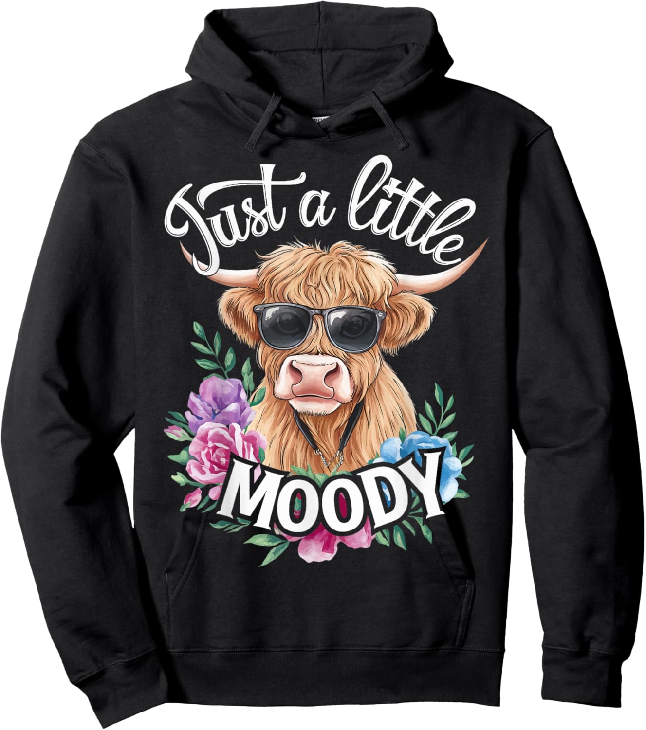 Cow Just A Little Moody Hoodie - Hoodie | Black