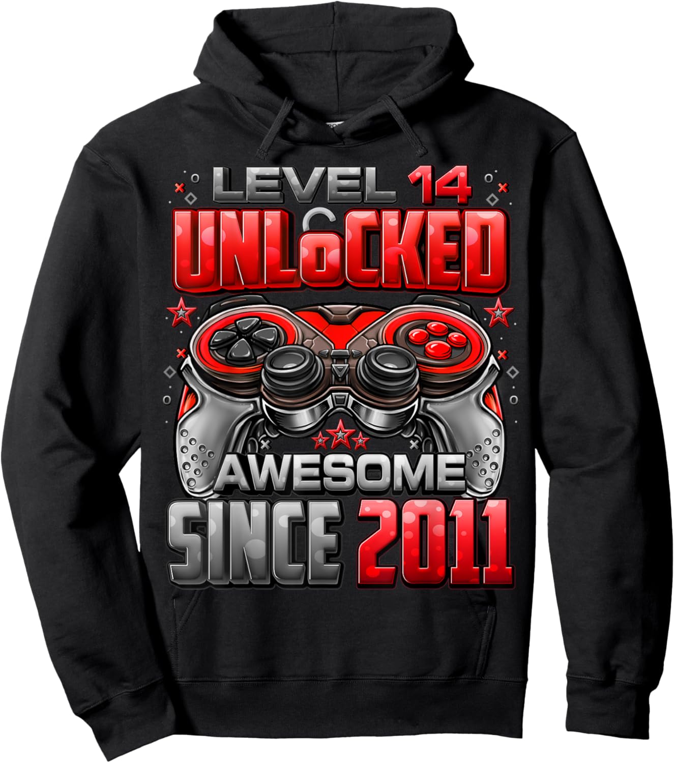 Level 14 Unlocked Awesome Since 2011 14th Birthday Gaming Hoodie - Hoodie | Black