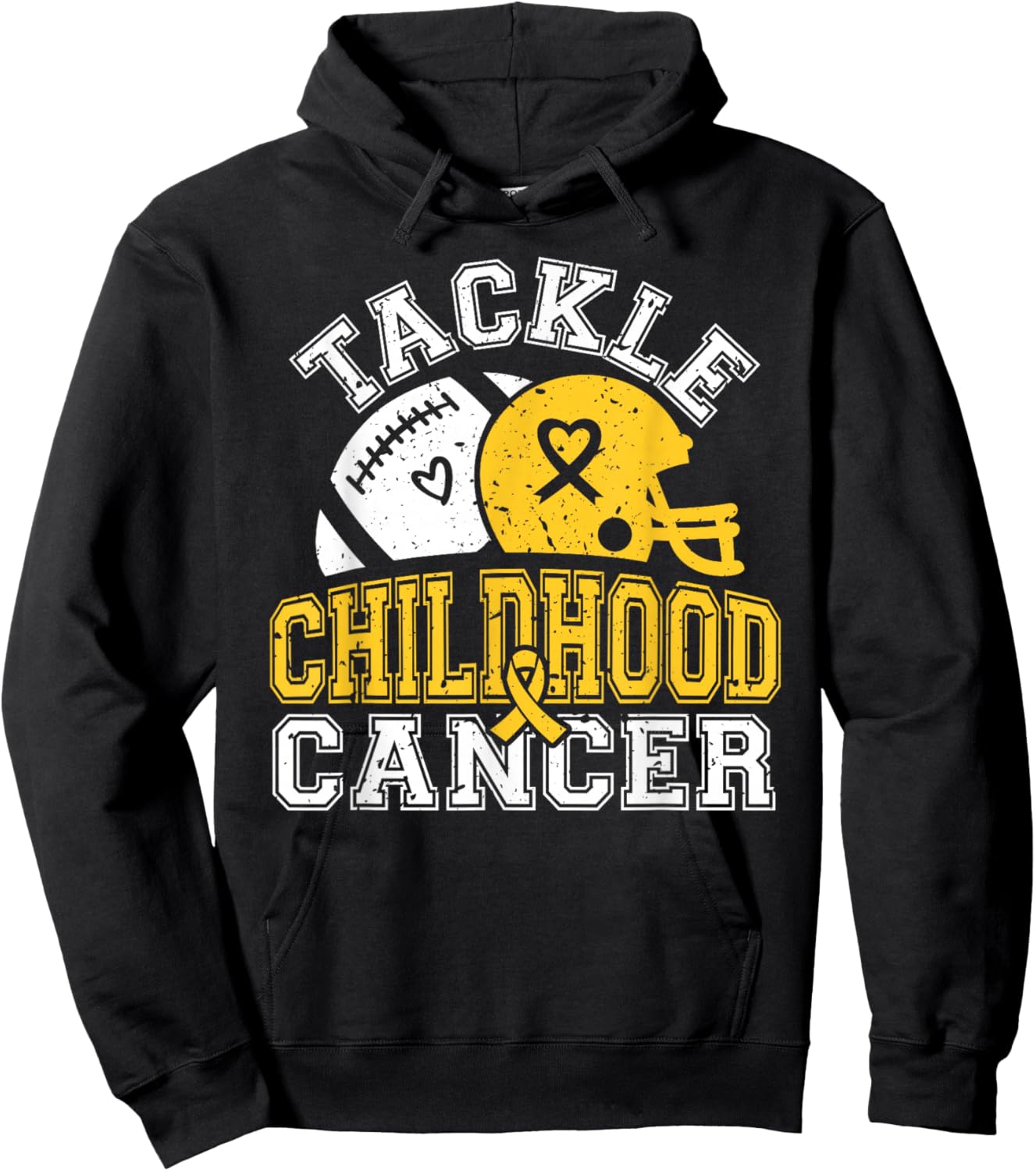Tackle Childhood Cancer Football Childhood Cancer Awareness Hoodie - Hoodie | Black