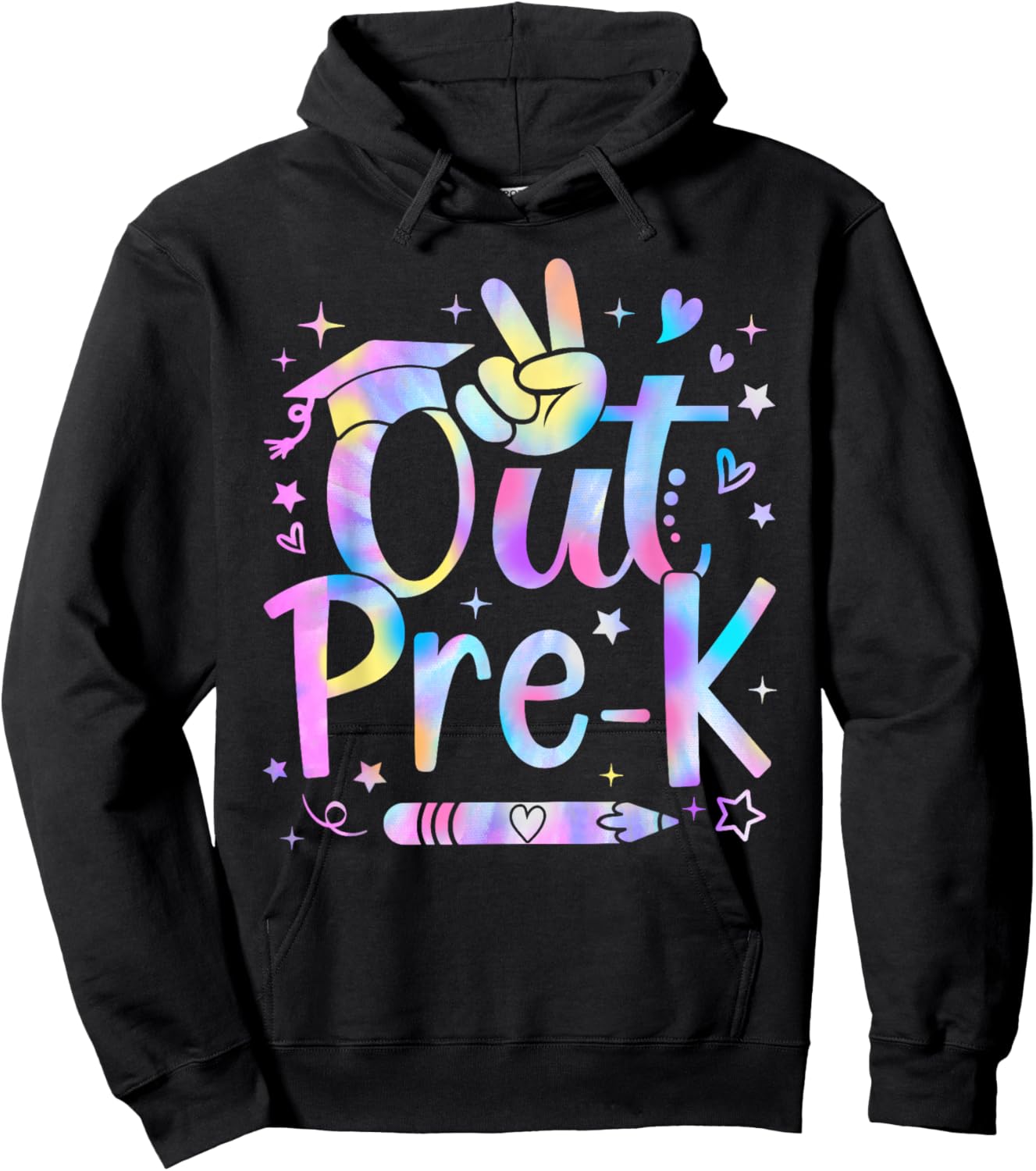Peace Out Pre-K Cute Tie Dye Last Day Of School Boy Girl Hoodie - Hoodie | Black