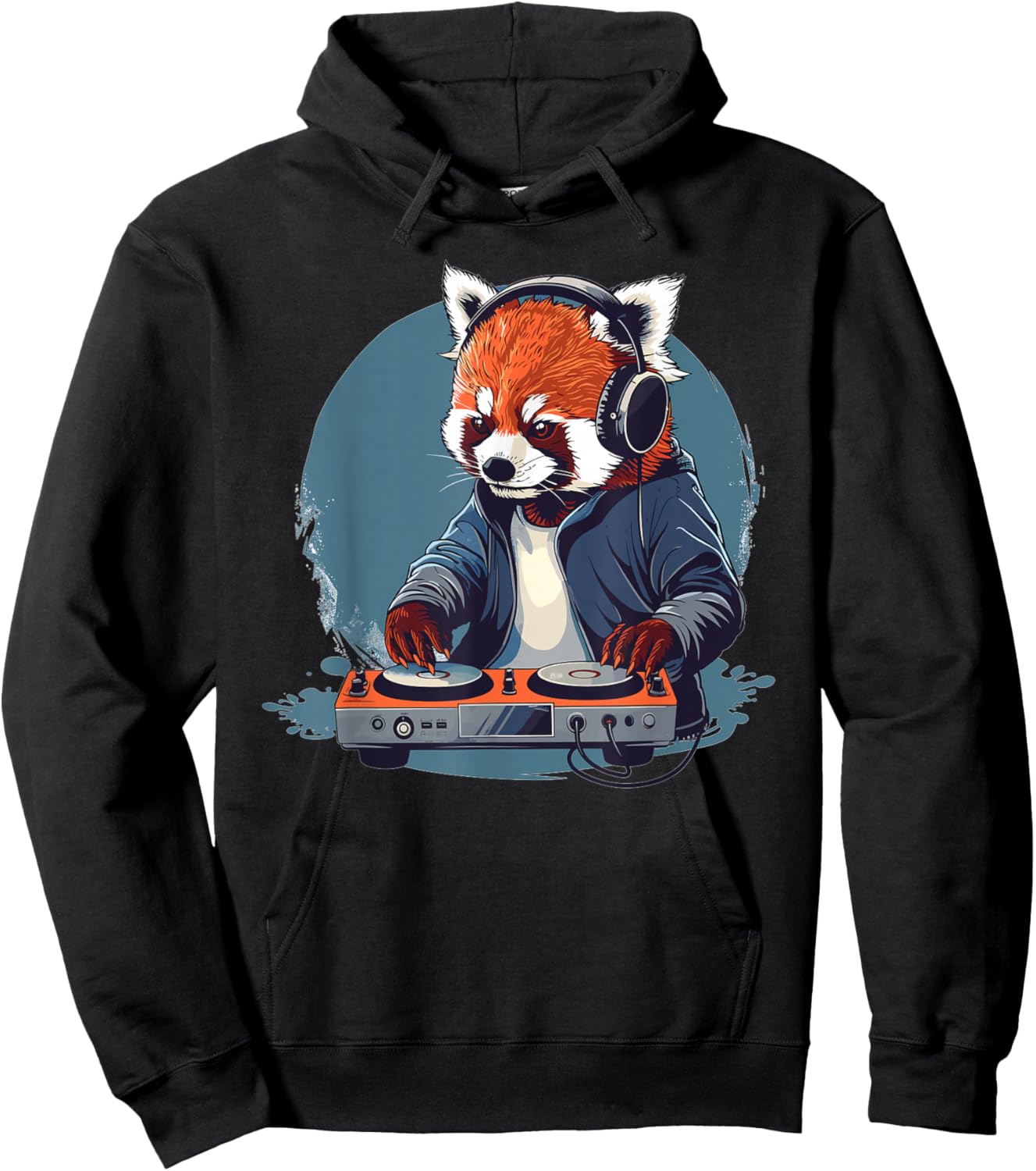 Cartoon Red Panda DJ Hoodie - Hoodie | Black
