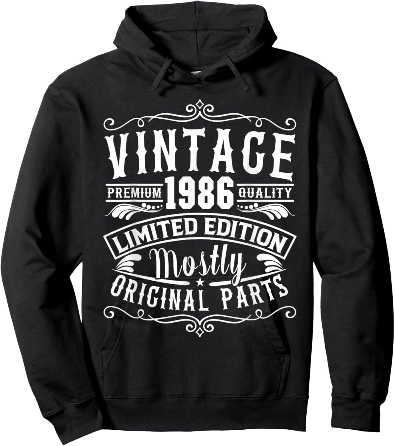Born in 1986 Birthday, Vintage Mostly Original Parts Funny Hoodie - Hoodie | Black