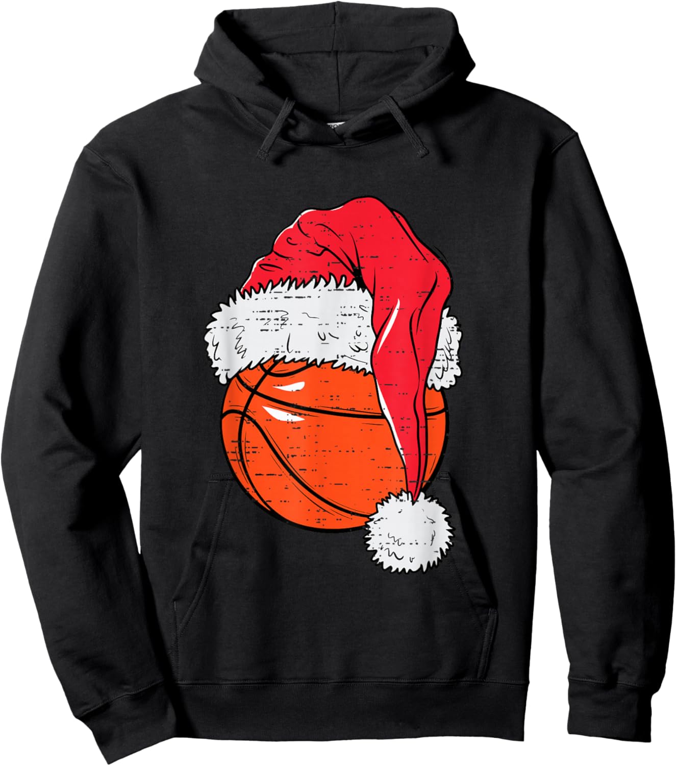 Funny Basketball Ball Santa Hat Christmas Xmas Men Boys Kids Hoodie - Hoodie | Black