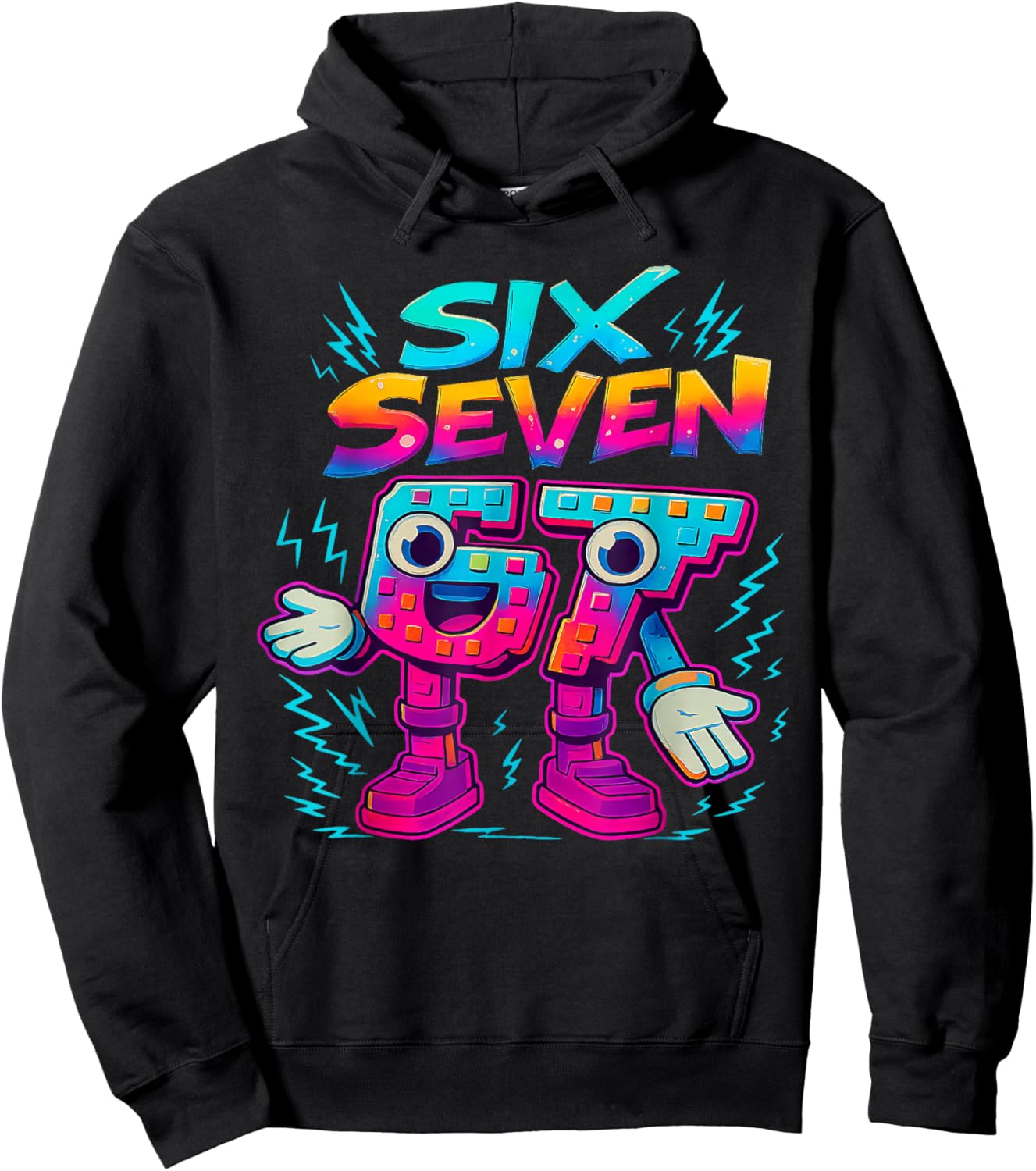 Six Seven Brainrot Italian Funny 67 Kids Gaming Meme Hoodie - Hoodie | Black