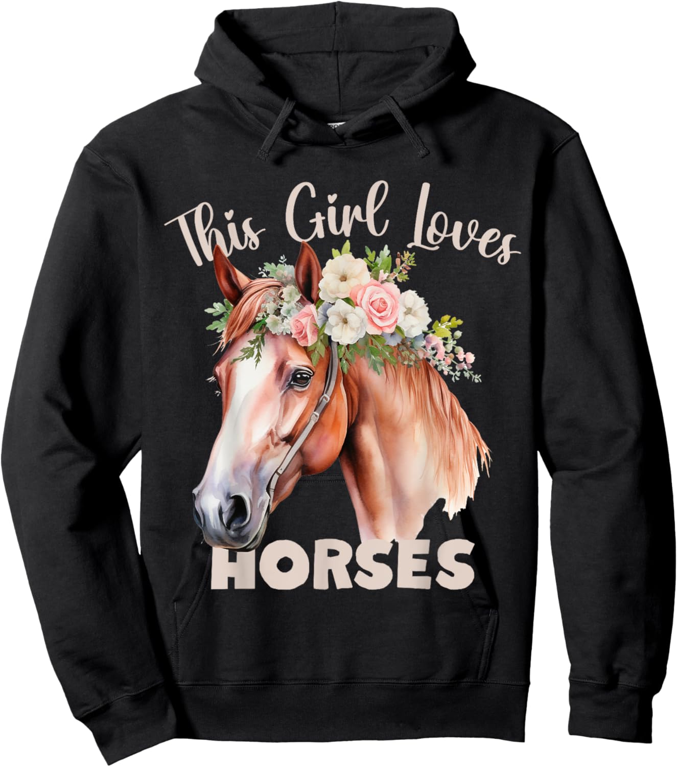 This Girl Loves Horse for Horse or Pony Loving Girls Women Hoodie - Hoodie | Black