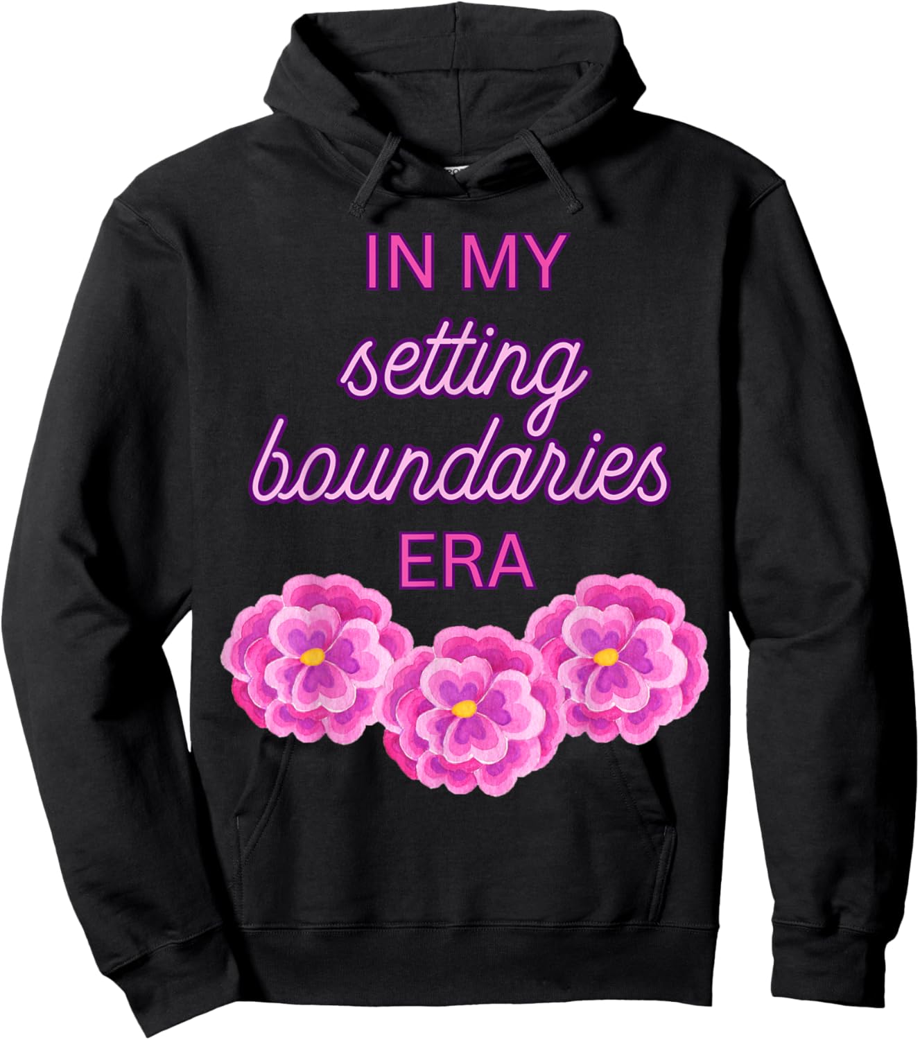 In My Setting Boundaries Era - Pink Flowers Hoodie - Hoodie | Black